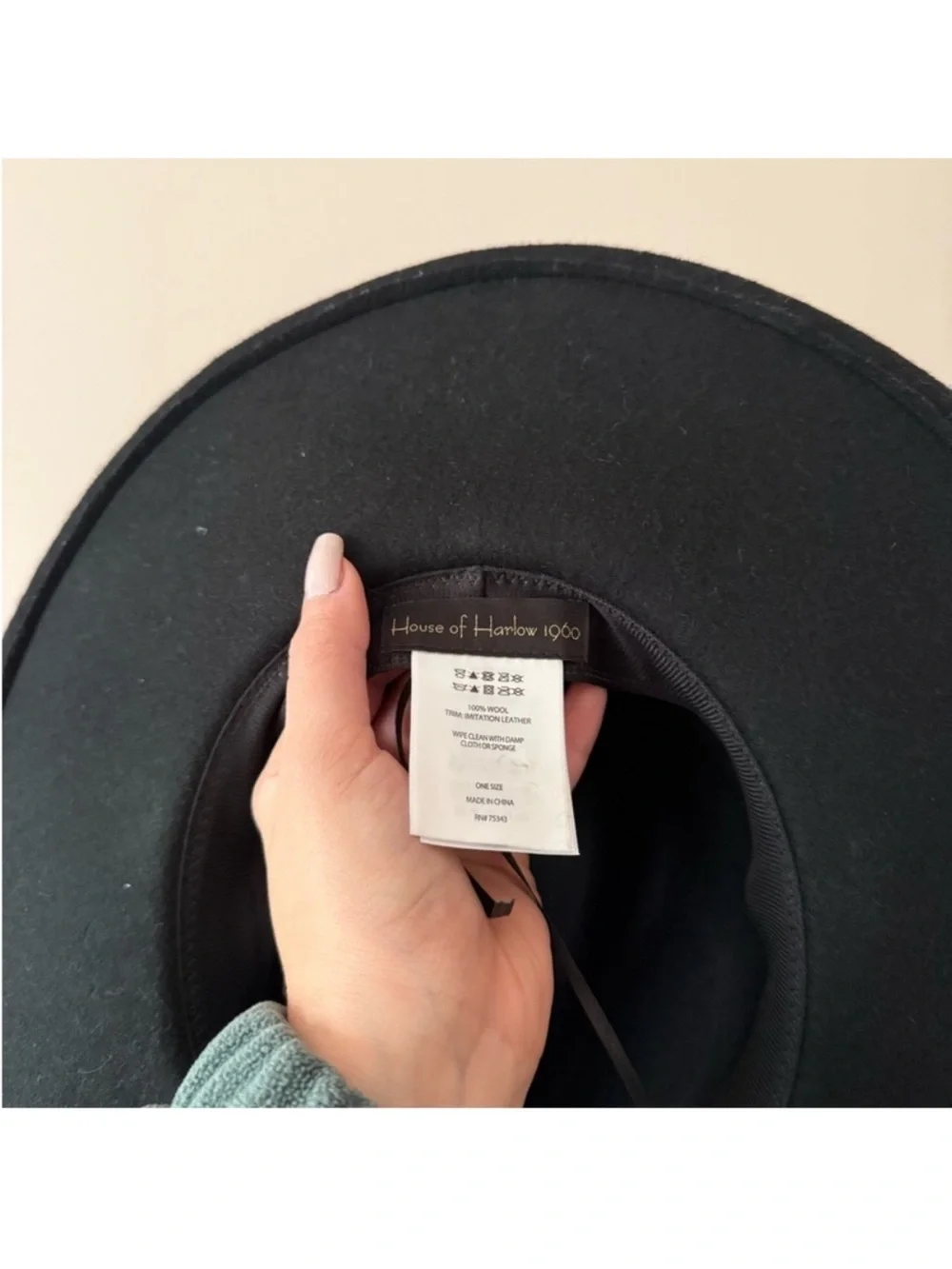 House of Harlow 1960 Black Hat with Gold Detail